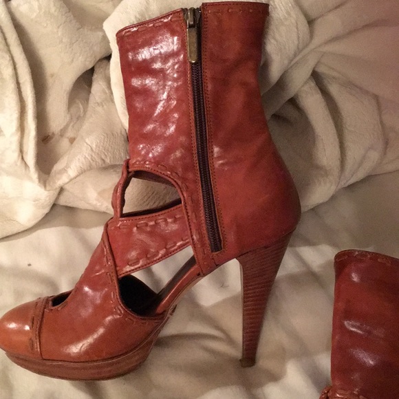 Chestnut Brown Leather Booties - Picture 5 of 8